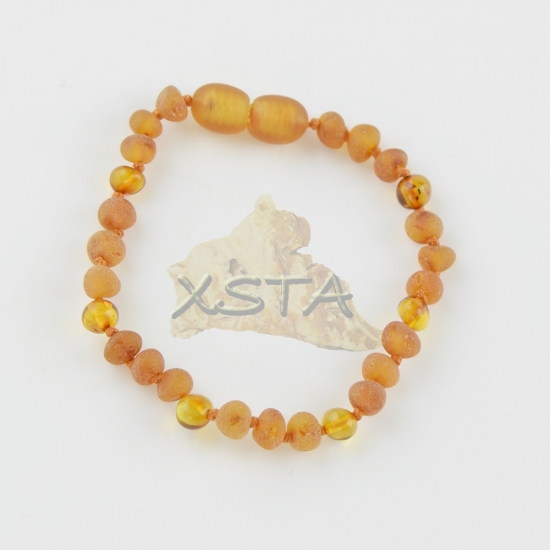 Teething bracelet with raw polished beads